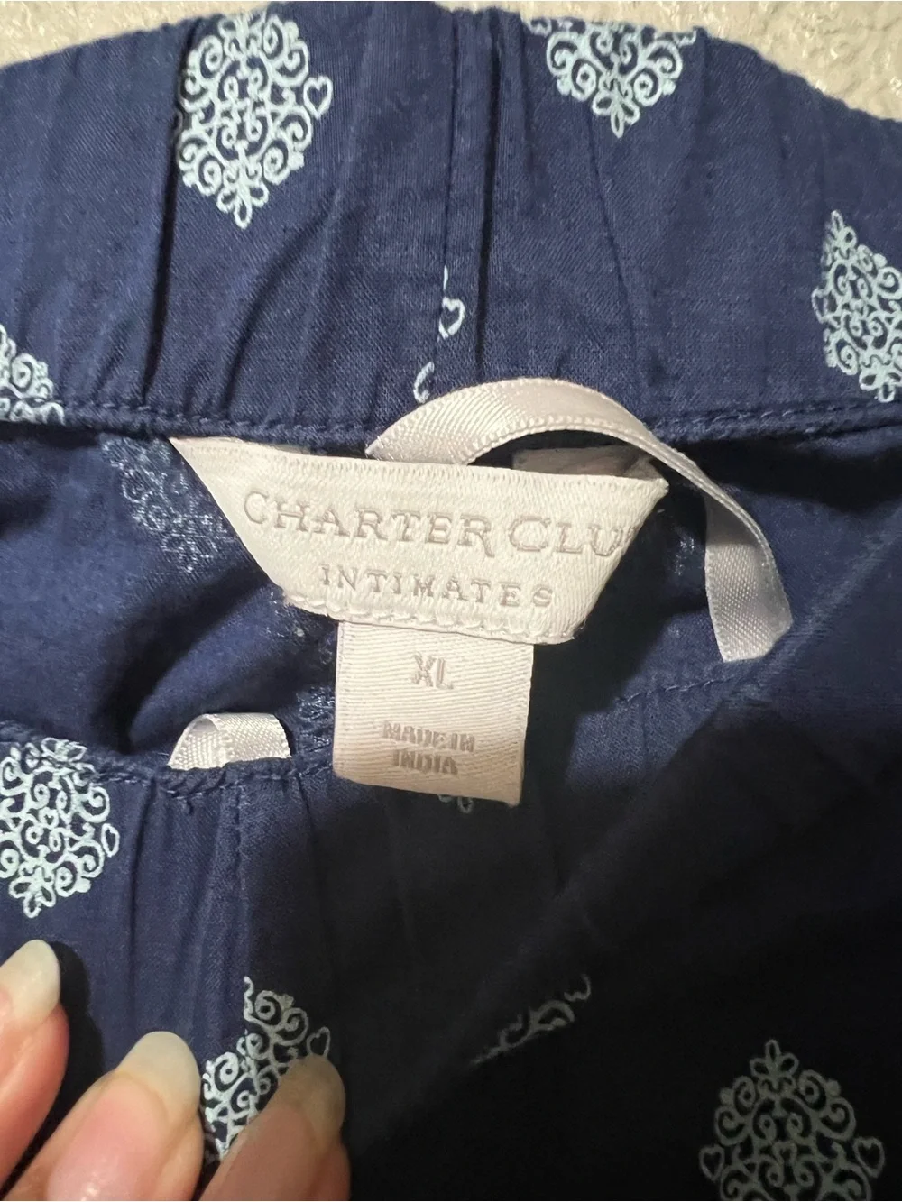 Navy Blue Patterned Women PJ Set